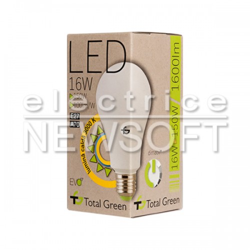 scald Glossary factory Bec LED Total Green TG-2405.216240D, A70x134mm, E27 16W 3000K DIMABIL,  EL0032972
